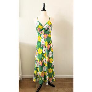 Faithfull the Brand Shayna Midi Dress Size M US 6 La Palma Green Floral Print